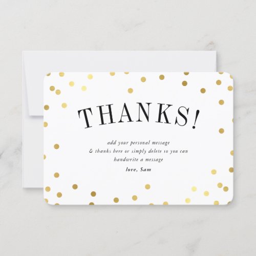 STYLISH THANK YOU cute gold confetti spots Invitation