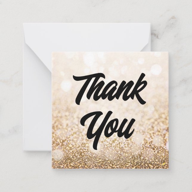 stylish thank you golden lights luxury wedding note card (Front)