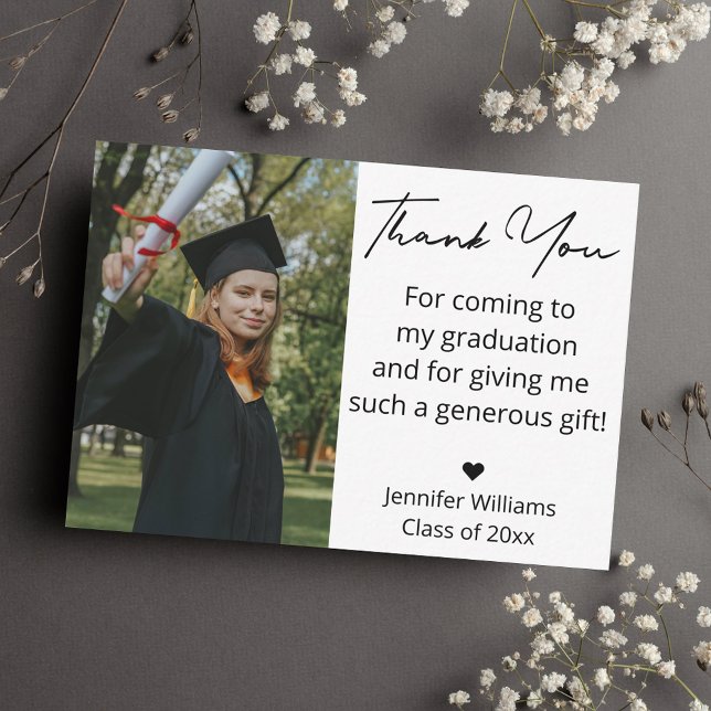 stylish thank you handwriting photo graduation  note card (Creator Uploaded)