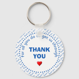 Stylish THANK YOU Heart Customizable White Keychain
