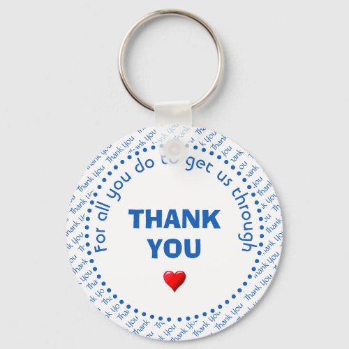 Stylish THANK YOU Heart Customizable White Keychain