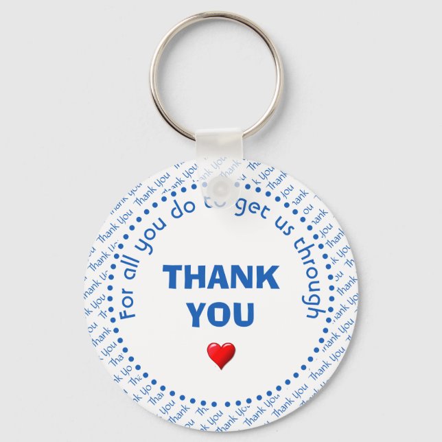 Stylish THANK YOU Heart Customizable White Keychain (Front)