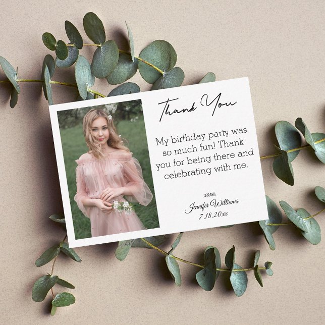 stylish thank you sweet 16 photo  note card (Creator Uploaded)