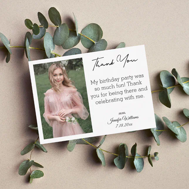 stylish thank you sweet 16 photo note card | Zazzle