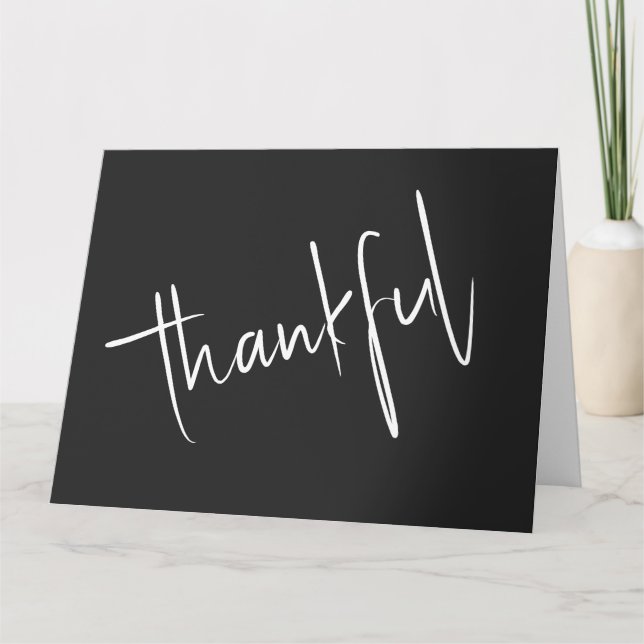 Stylish Thanksgiving Text Thank You Card (Front)