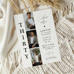Stylish THIRTY Photo Strip 30th Birthday  Invitation<br><div class="desc">Stylish 30th Birthday Party Invitation. Design features a photo strip collage and an elegant birthday template. All text is easily customized.</div>