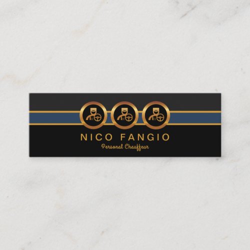 Stylish Three Chauffeur Icons Limousine Service Mini Business Card