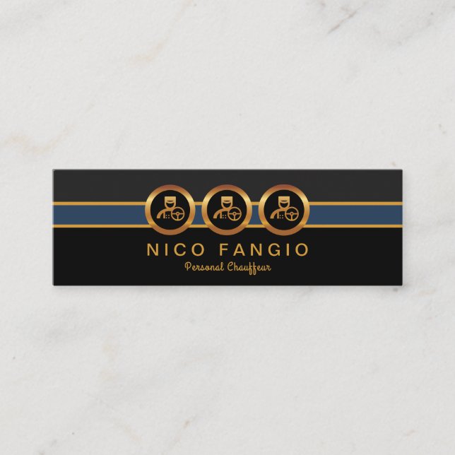 Stylish Three Chauffeur Icons Limousine Service Mini Business Card (Front)