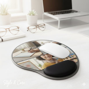 Stylish Three Photo Gel Mouse Pad Personalized Dis