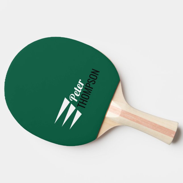 Stylish Three Stripes Name green Ping Pong Paddle (Side)