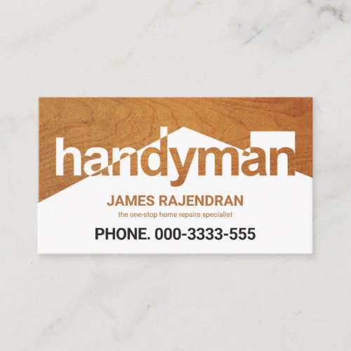 Stylish Timber Handyman Rooftop Signage Business Card