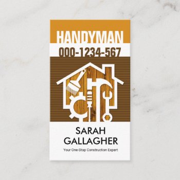 Stylish Timber Home Repair Tools Business Card by keikocreativecards at Zazzle