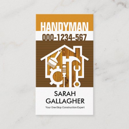 Stylish Timber Home Repair Tools Business Card