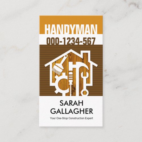 Stylish Timber Home Repair Tools Business Card