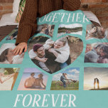 Stylish Together Forever | Heart Photo Collage Fleece Blanket<br><div class="desc">Say I love you with this gorgeous 10 collage photo card with a heart photo in the middle,  featuring heart shaped photos and text that reads 'TOGETHER FOREVER' and personalized with your names.Text font styles,  size and color can be changed by clicking on the customize further link after personalizing.</div>