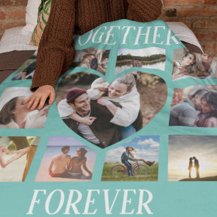 Stylish Together Forever Heart Photo Collage Fleece Blanket