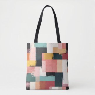 Stylish Tote Bag with Colorful Geometric Pattern