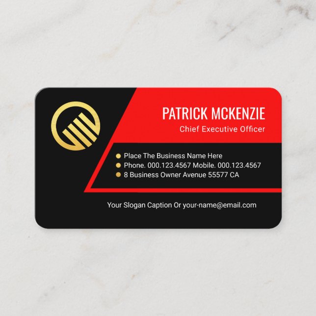 Stylish Trapezium Layers Business Owner Card (Front)