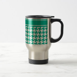 Stylish Travel Mug, Emerald Green Dogtooth Check Mug