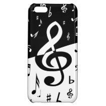 Stylish Treble Clef Wave Black and White iPhone 5C Cover