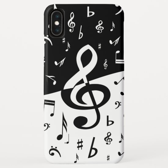 Stylish Treble Clef Wave Black and White iPhone XS Max Case