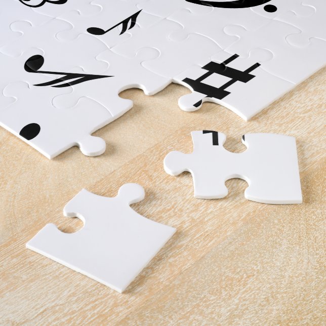 Stylish Treble Clef Wave Black and White Jigsaw Puzzle (Side)