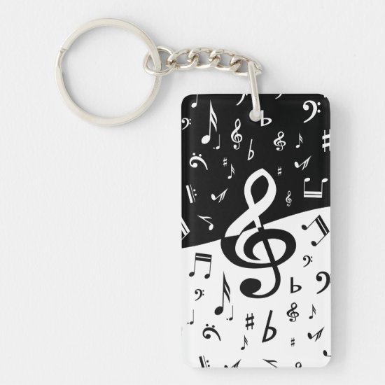 Stylish Treble Clef Wave Black and White Keychain