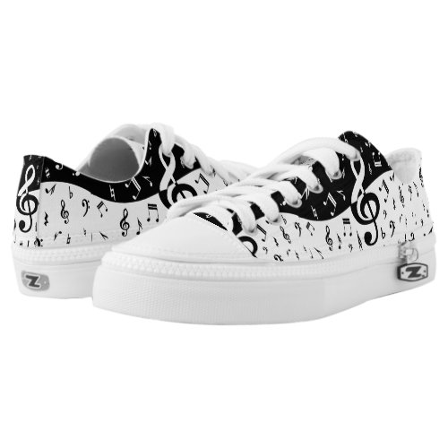 Stylish Treble Clef Wave Black and White Low_Top Sneakers