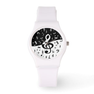 Stylish Treble Clef Wave Black and White Watch