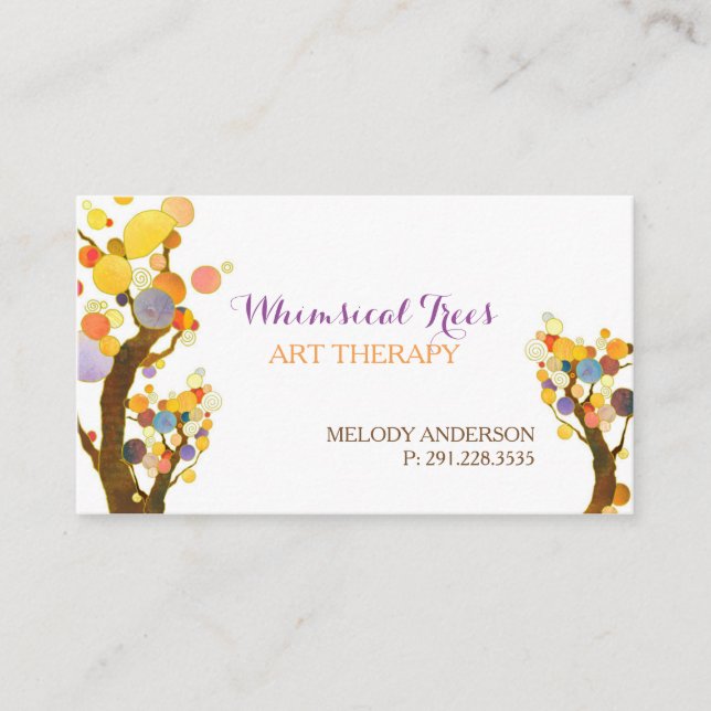Stylish Trees Therapist Business Appointment Cards (Front)