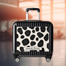 Stylish Trendy Black &amp; Beige Typography Travel Luggage