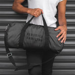 Stylish Trendy Black Out Modern Minimalist Simple Duffle Bag<br><div class="desc">A striking black out design with a modern black block typography on an off-black charcoal gray background. The text can easily be customized for a design as unique as you are!</div>