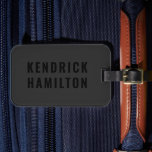 Stylish Trendy Black Out Modern Minimalist Simple  Luggage Tag<br><div class="desc">A striking black out design with a modern black block typography on an off-black charcoal gray background. The text can easily be customized for a design as unique as you are!</div>