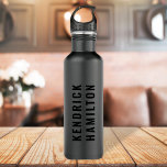 Stylish Trendy Black Out Modern Minimalist Simple  Stainless Steel Water Bottle<br><div class="desc">A striking black out design with a modern black block typography on an off-black charcoal gray background. The text can easily be customized for a design as unique as you are!</div>