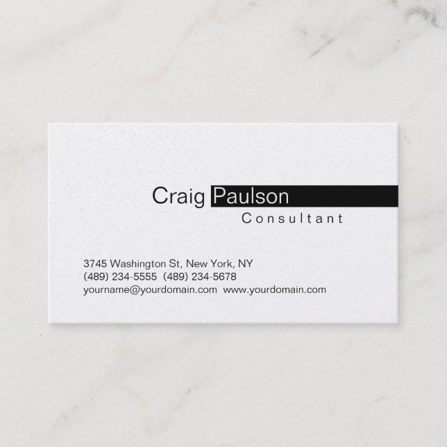 Stylish Trendy Black Stripe White Business Card (Front)