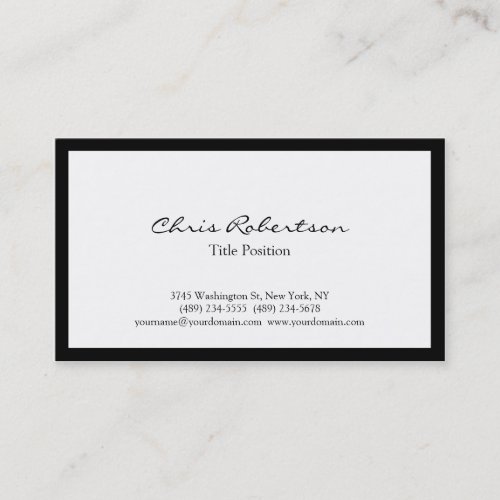 Stylish Trendy Black White Charming Business Card