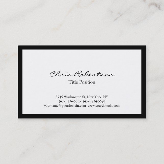 Stylish Trendy Black White Charming Business Card (Front)