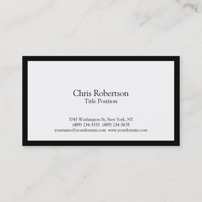 Stylish Trendy Black White Charming Business Card (Front)
