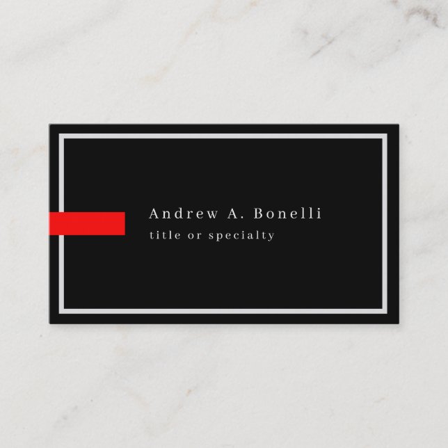 Stylish Trendy Black White Red Professional Modern Business Card (Front)
