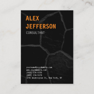 Stylish Trendy Bold Text Orange Black Stone Business Card