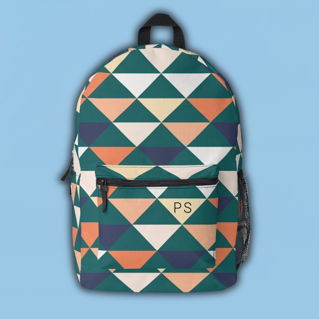 Stylish Trendy Colorful Teal Monogram Initials Printed Backpack (Creator Uploaded)
