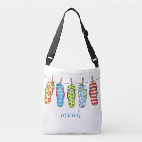 Stylish Trendy Cute Simple Beach Flip Flops Large Crossbody Bag