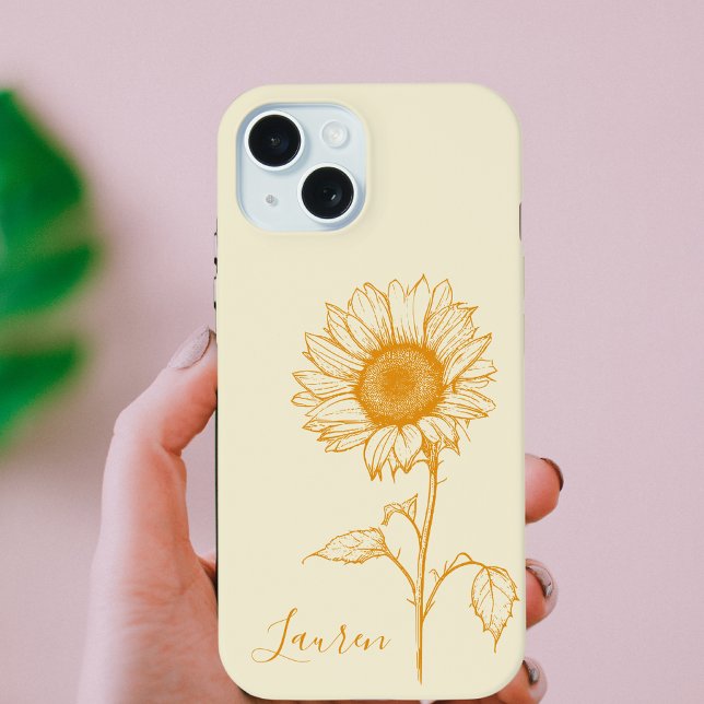 Stylish Trendy Cute Sunflower Botanical iPhone 15 Case (Creator Uploaded)