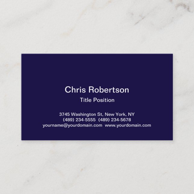 Stylish Trendy Dark Blue Charming Business Card (Front)