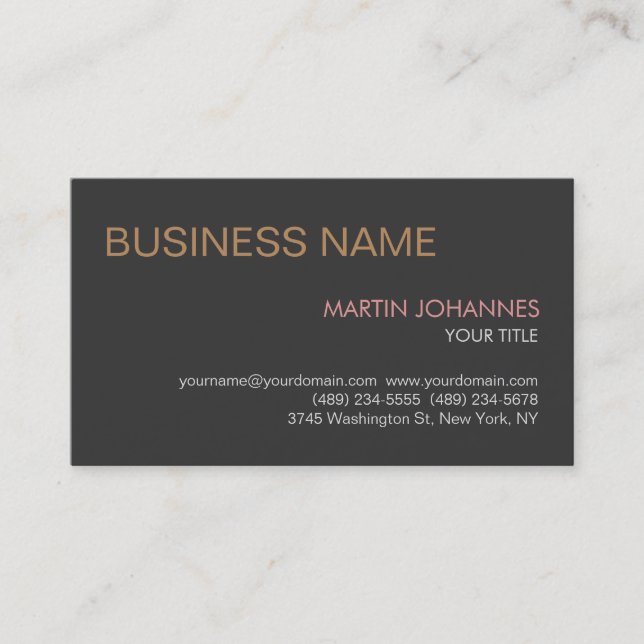 Stylish Trendy Dark Gray Business Card (Front)