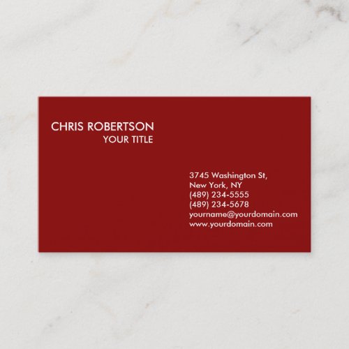 Stylish Trendy Dark Red Background Business Card