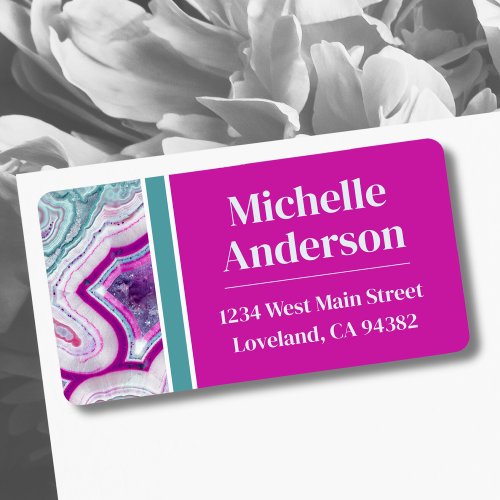 Stylish Trendy Elegant Agate Return Address Label