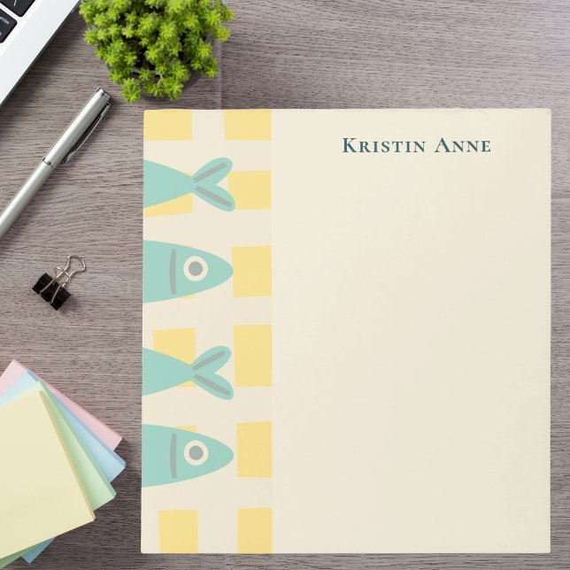 Stylish Trendy Elegant Coastal Sardines Modern Notepad (Creator Uploaded)
