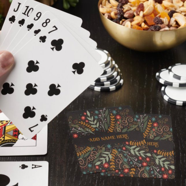 Stylish Trendy Elegant Floral Name Inspirivity Poker Cards (Creator Uploaded)