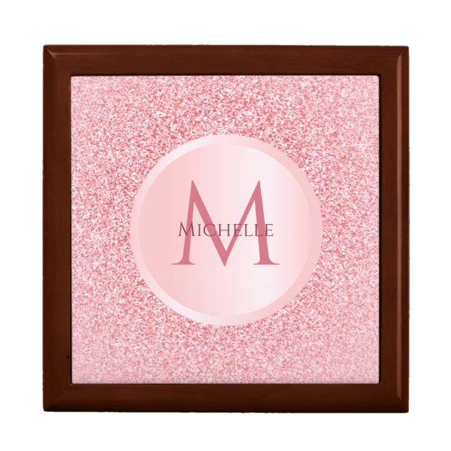 Stylish Trendy Girly Rose Gold Glitter Template Gift Box (Front)